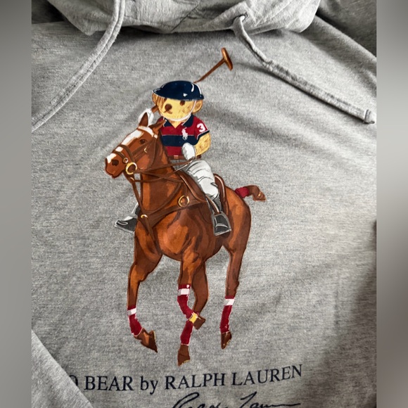 Ralph Lauren Polo Bear Big and Tall Heather  Gray Hoodie 2XLT - Picture 3 of 7